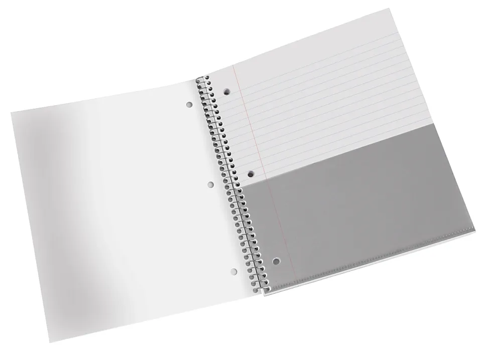 Office Depot® Brand Stellar Poly Notebook, 8" x 10-1/2", 3 Subject, Wide Ruled, 150 Sheets, White