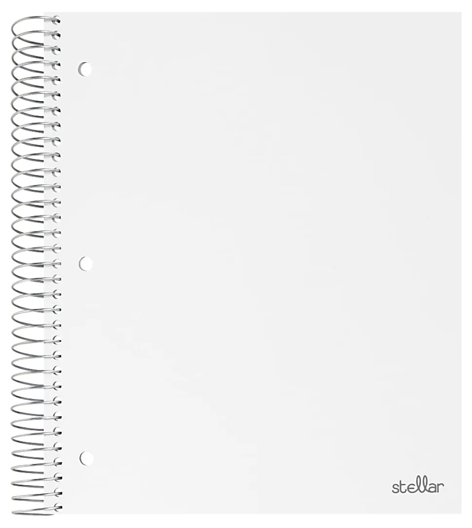 Office Depot® Brand Stellar Poly Notebook, 8" x 10-1/2", 3 Subject, Wide Ruled, 150 Sheets, White