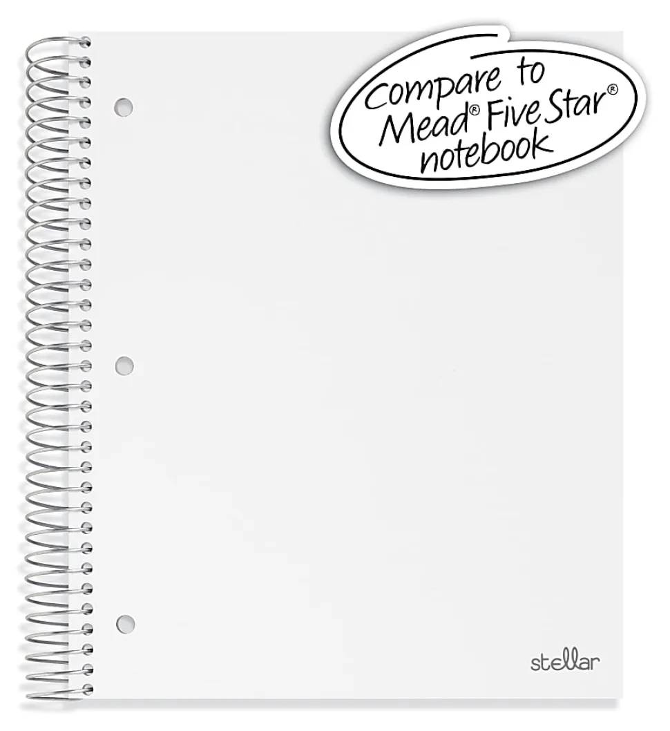 Office Depot® Brand Stellar Poly Notebook, 8" x 10-1/2", 3 Subject, Wide Ruled, 150 Sheets, White
