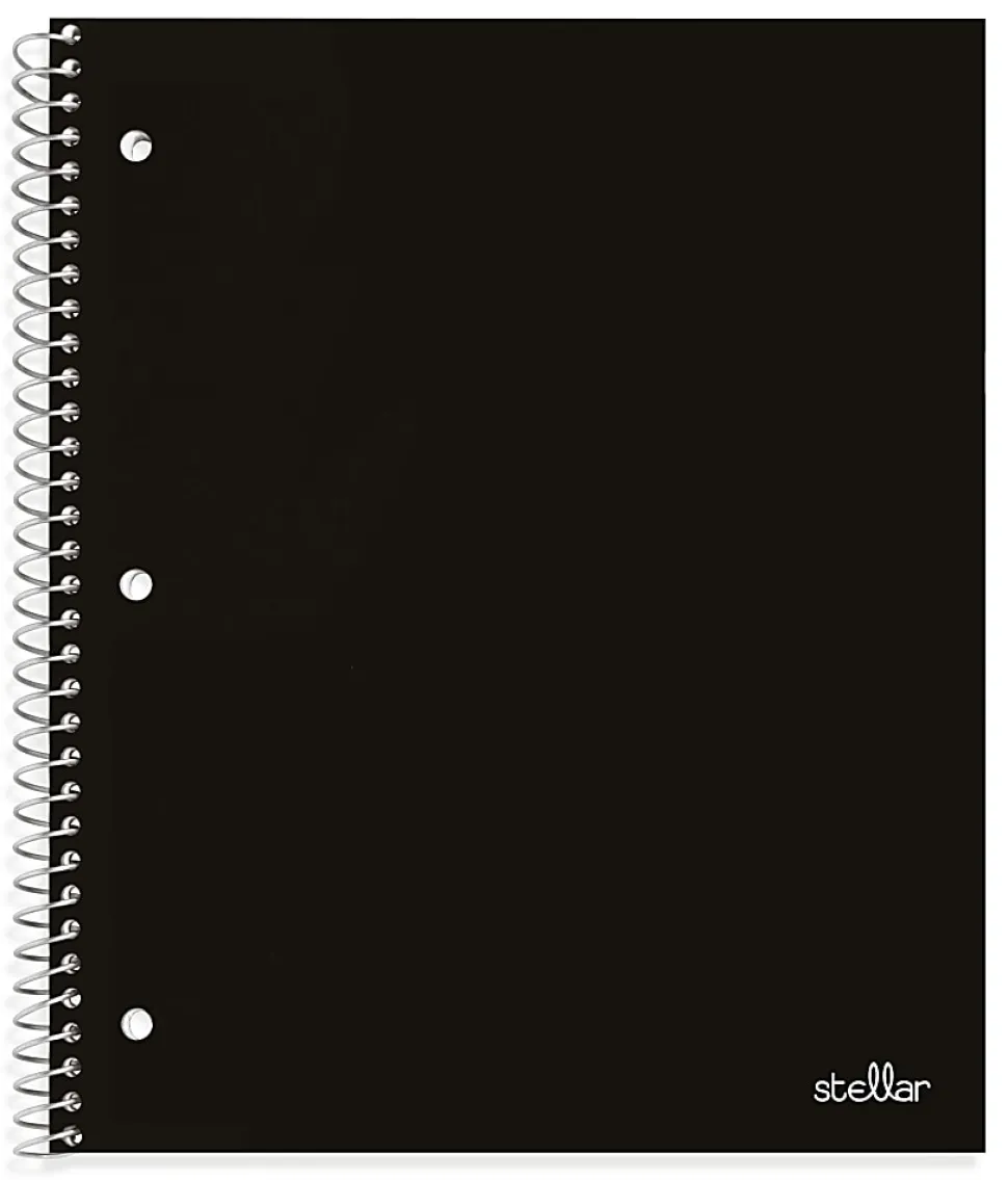 Office Depot® Brand Stellar Poly Notebooks, 8" x 10-1/2", 1 Subject, Wide Ruled, 100 Sheets, Assorted Colors, Pack Of 4 Notebooks