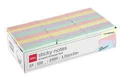 Office Depot® Brand Sticky Notes, With Storage Tray, 1-1/2" x 2", Assorted Pastel Colors, 100 Sheets Per Pad, Pack Of 24 Pads