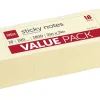 Office Depot® Brand Sticky Notes Value Pack, 3" x 3", Yellow, 100 Sheets Per Pad, Pack Of 18 Pads