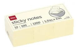 Office Depot® Brand Sticky Notes, 1-1/2" x 2", Yellow, 100 Sheets Per Pad, Pack Of 12 Pads