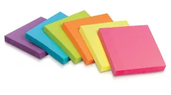 Office DepotĀ® Brand Sticky Notes, 3" x 3", Assorted Vivid Colors, 100 Sheets Per Pad, Pack Of 6 Pads
