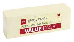 Office DepotĀ® Brand Sticky Notes Value Pack, 30% Recycled, 3" x 3", Yellow, 100 Sheets Per Pad, Pack Of 18 Pads