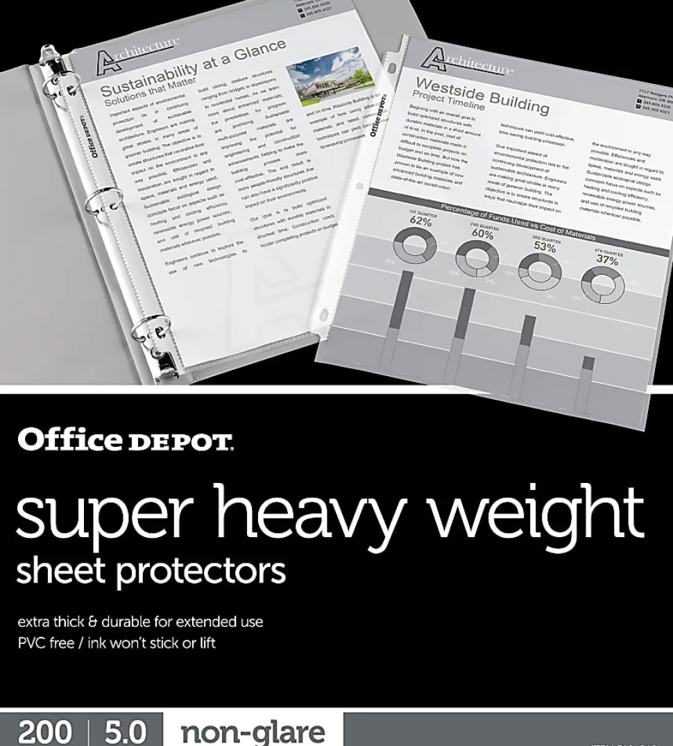 Office Depot® Brand Super Heavyweight Sheet Protectors, 8-1/2" x 11", Non-Glare, Box Of 200