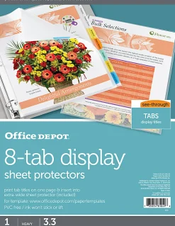 Office Depot® Brand Tabbed Sheet Protectors, 8-Tab, Assorted Colors