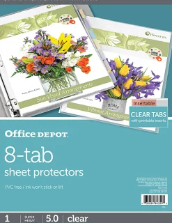 Office Depot® Brand Tabbed Sheet Protectors, 8-1/2" x 11", 8-Tab, Clear