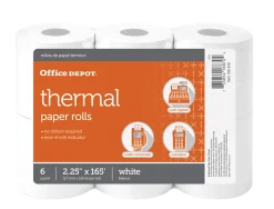 Office Depot® Brand Thermal Paper Rolls, 2-1/4" x 165', White, Pack Of 6