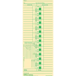 Office Depot® Brand Time Cards, Biweekly, Days 1–7, 2-Sided, 3 3/8" x 8 7/8", Manila, Pack Of 100