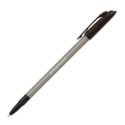 Office Depot® Brand Tinted Ballpoint Stick Pens, Medium Point, 1.0 mm, Black Barrel, Black Ink, Pack Of 12