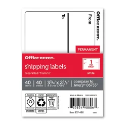 Office DepotĀ® Brand To/From Shipping Label Pad, OD98806, Rectangle, 3 3/4" x 2 5/8", White, Pack Of 40
