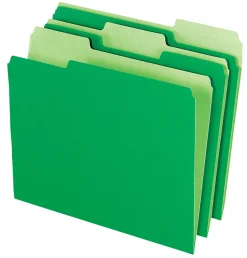 Office Depot® Brand 2-Tone File Folders, 1/3 Cut, Letter Size, Bright Green, Box Of 100