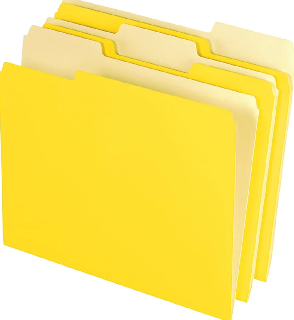 Office Depot® Brand 2-Tone File Folders, 1/3 Cut, Letter Size, Yellow, Box Of 100