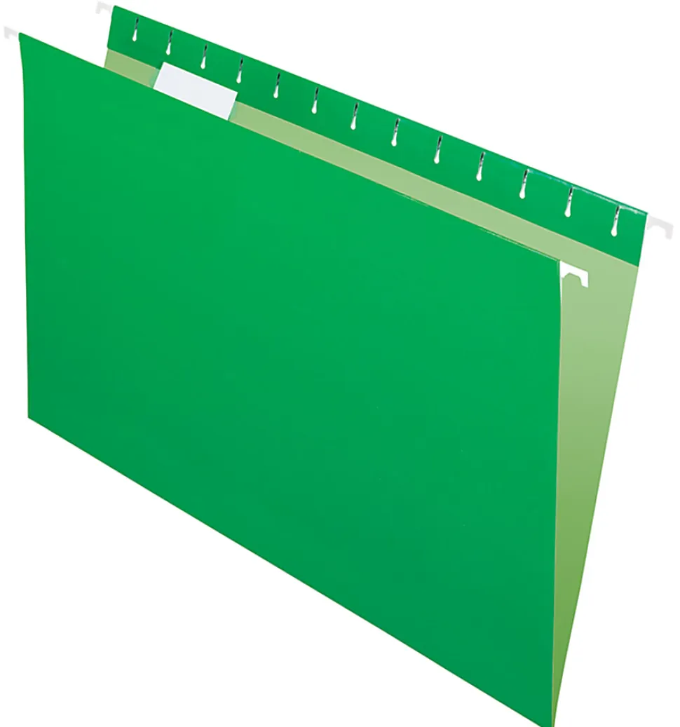 Office Depot® Brand 2-Tone Hanging File Folders, 1/5 Cut, 8 1/2" x 14", Legal Size, Green, Box Of 25 Folders