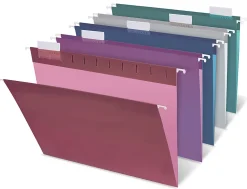 Office DepotĀ® Brand 2-Tone Hanging File Folders, 1/5 Cut, 8 1/2" x 11", Letter Size, Assorted Colors, Box Of 25 Folders
