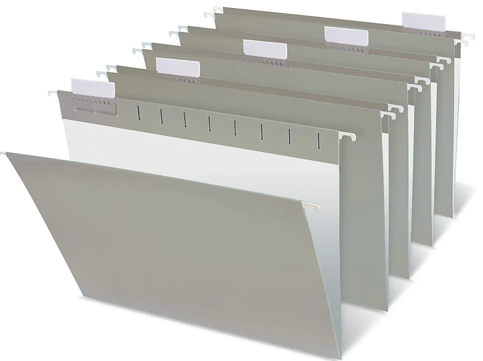 Office Depot® Brand 2-Tone Hanging File Folders, 1/5 Cut, 8 1/2" x 11", Letter Size, Gray, Box Of 25 Folders