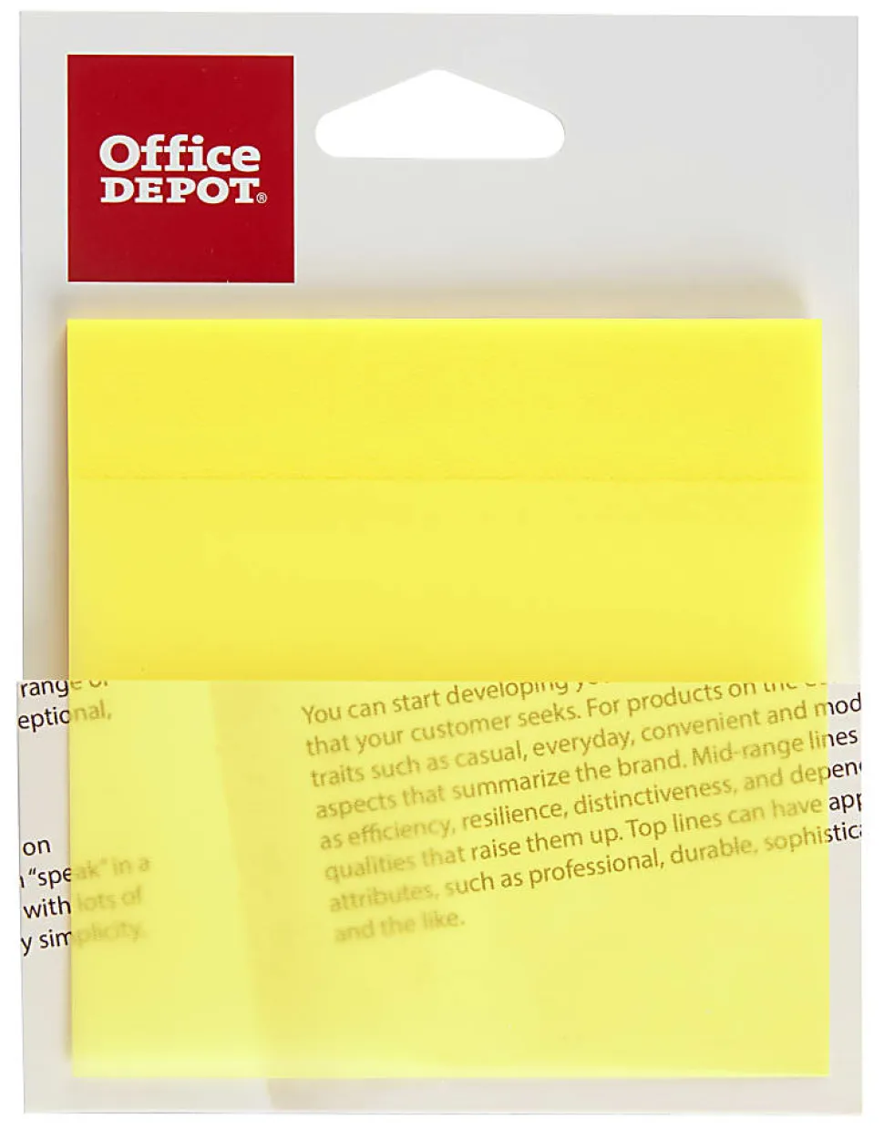 Office Depot® Brand Translucent Sticky Notes, 3" x 3", Yellow, 50 Notes Per Pad, Pack Of 2 Pads