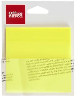 Office Depot® Brand Translucent Sticky Notes, 3" x 3", Yellow, Pad Of 50 Notes