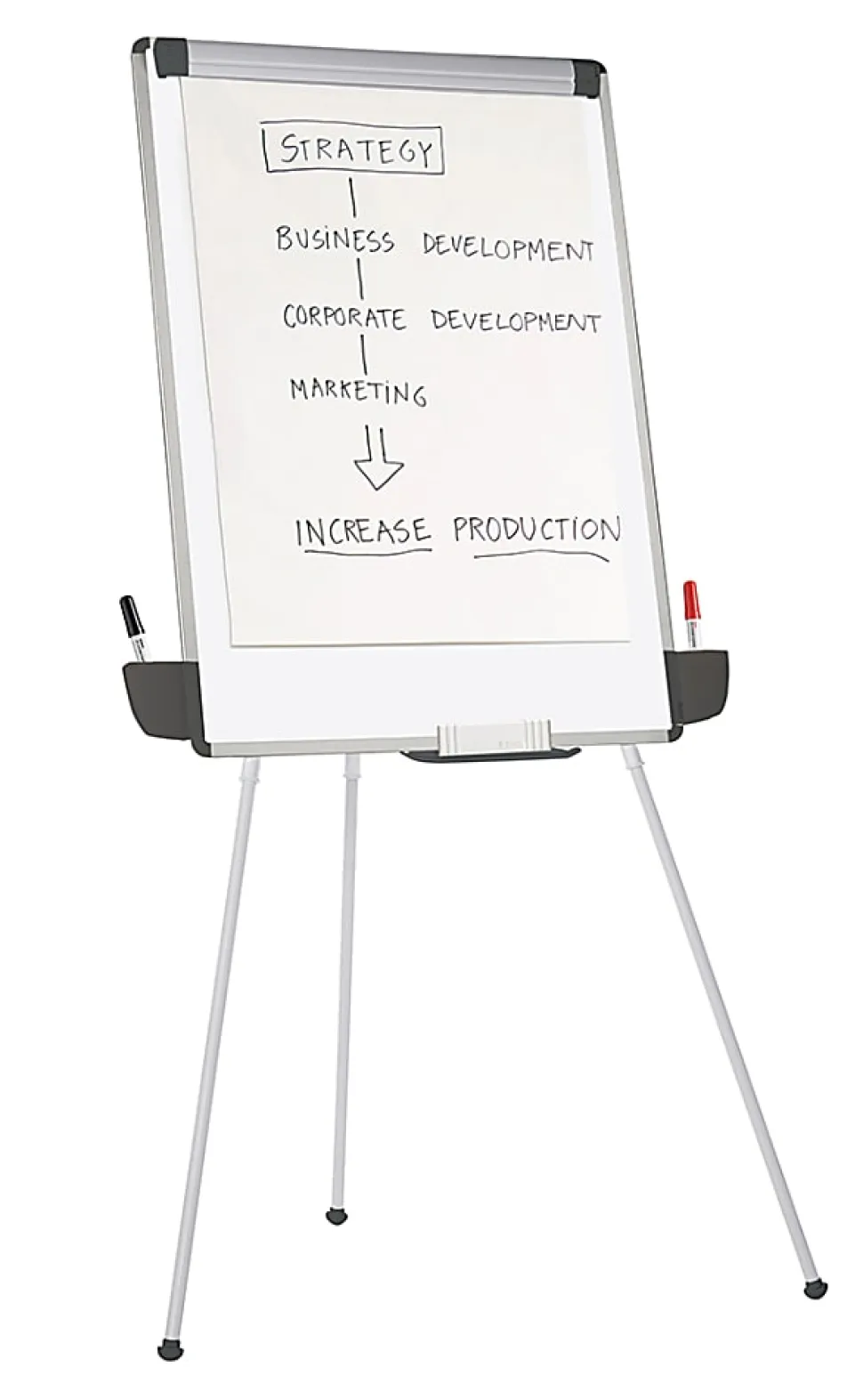 Office Depot® Brand Tripod Non-Magnetic Dry-Erase Whiteboard Easel, 29 3/8" x 44", Metal Frame With Gray Finish