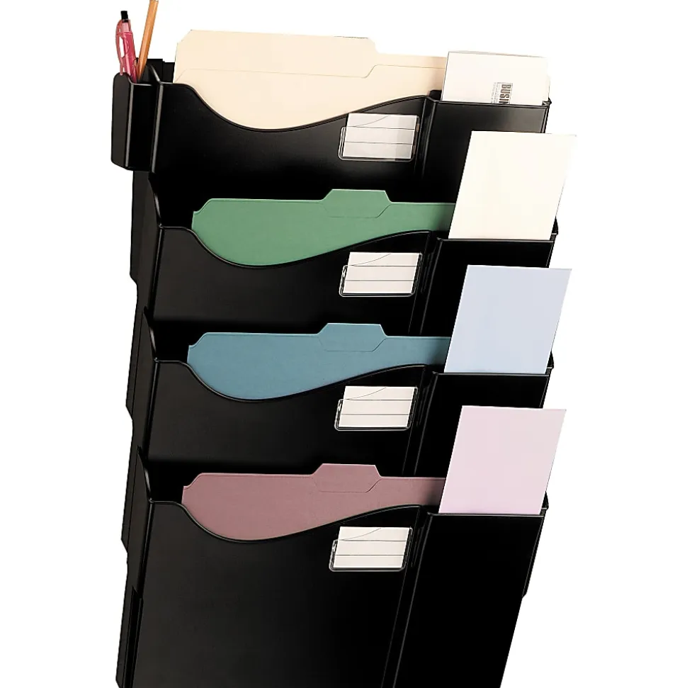 Office Depot® Brand Wall 4 Pockets, Letter Size/Legal Size, Black