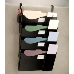 Office Depot® Brand Wall Pockets With 4 Hangers, Letter Size/Legal Size, Black