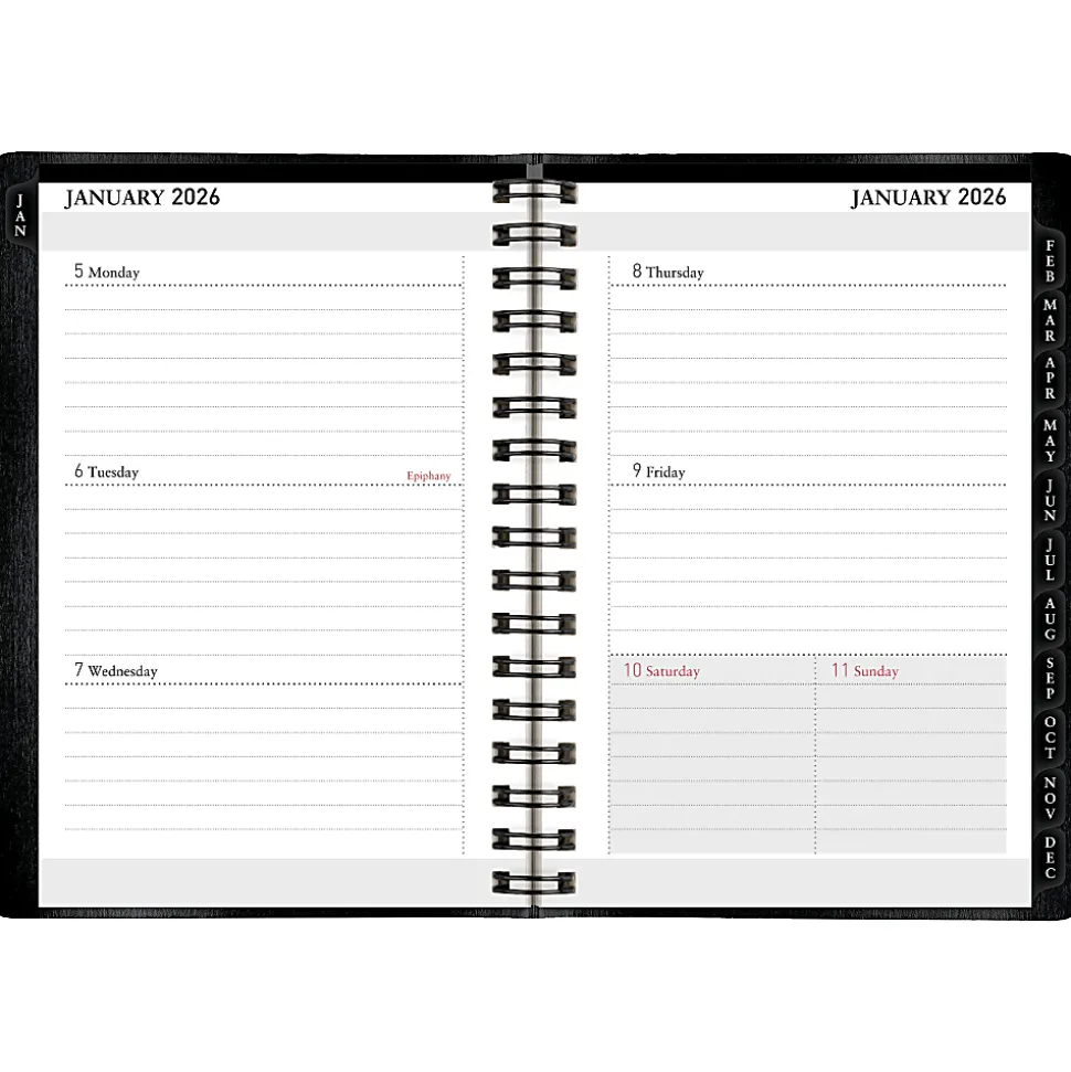Office Depot Brand Weekly Monthly Planner, 4" x 6", Black, January 2026 to December 2026, OD71150026