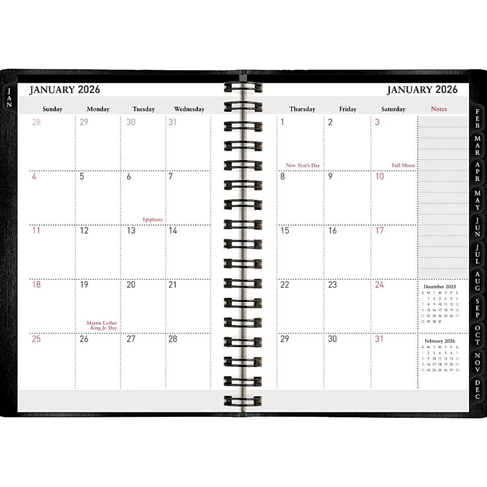 Office Depot Brand Weekly Monthly Planner, 4" x 6", Black, January 2026 to December 2026, OD71150026