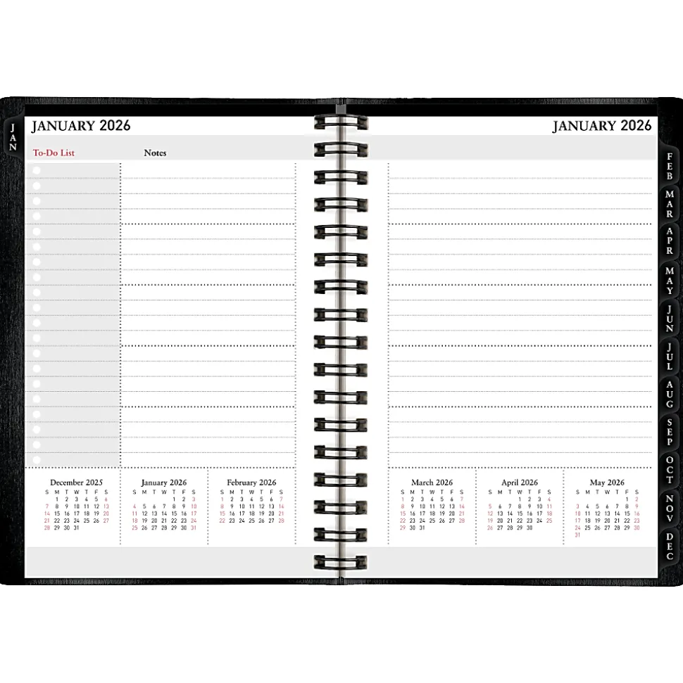 Office Depot Brand Weekly Monthly Planner, 4" x 6", Black, January 2026 to December 2026, OD71150026
