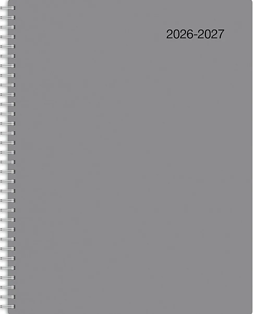 2026-2027 Office Depot® Brand Weekly/Monthly Academic Planner, 8-1/2" x 11", 30% Recycled, Gray, July 2026 To June 2027