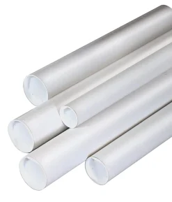 Office Depot® Brand White Mailing Tubes With Plastic Endcaps, 3