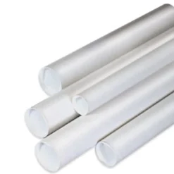 Office Depot® Brand White Mailing Tubes With Plastic Endcaps, 2