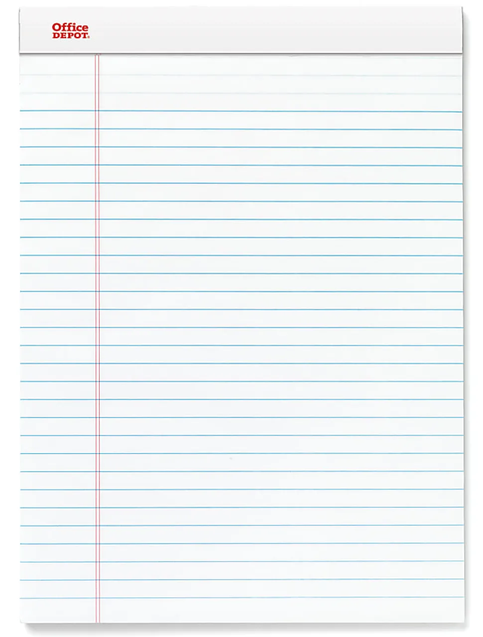 Office Depot® Brand Writing Pads, 8-1/2" x 11-3/4", Legal/Wide Ruled, 50 Sheets, White, Pack Of 12 Pads