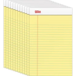 Office Depot® Brand Writing Pads, 5" x 8", Narrow Ruled, 50 Sheets, Canary, Pack Of 12 Pads