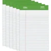 Office Depot® Brand Writing Pads, 5" x 8", Narrow Ruled, 50 Sheets, 100% Recycled, White, Pack Of 6 Pads