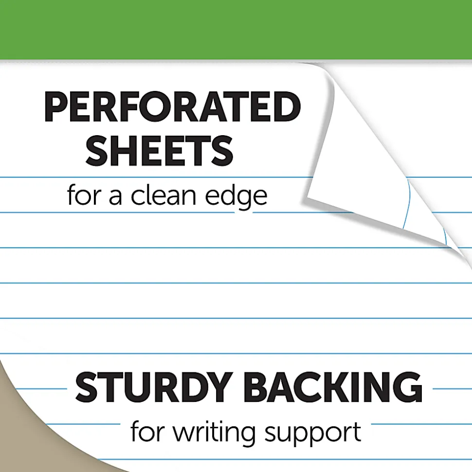 Office Depot® Brand Writing Pads, 5" x 8", Narrow Ruled, 50 Sheets, 100% Recycled, White, Pack Of 6 Pads