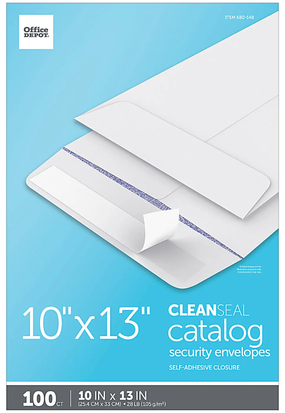Office Depot® Brand 10" x 13" Catalog Envelopes, Security, Clean Seal, White, Box Of 100
