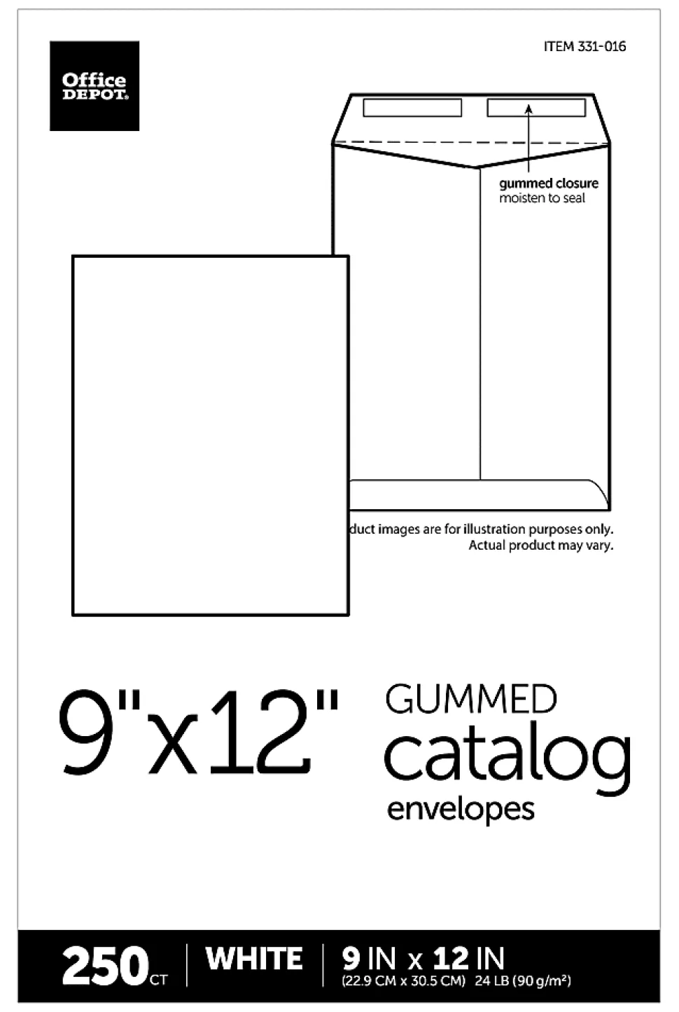 Office Depot® Brand 9" x 12" Catalog Envelopes, Gummed Seal, White, Box Of 250