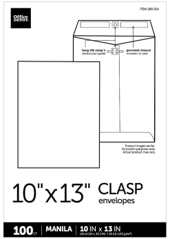 Office DepotĀ® Brand 10" x 13" Manila Envelopes, Extra Heavyweight, Clasp Closure, Manila, Box Of 100