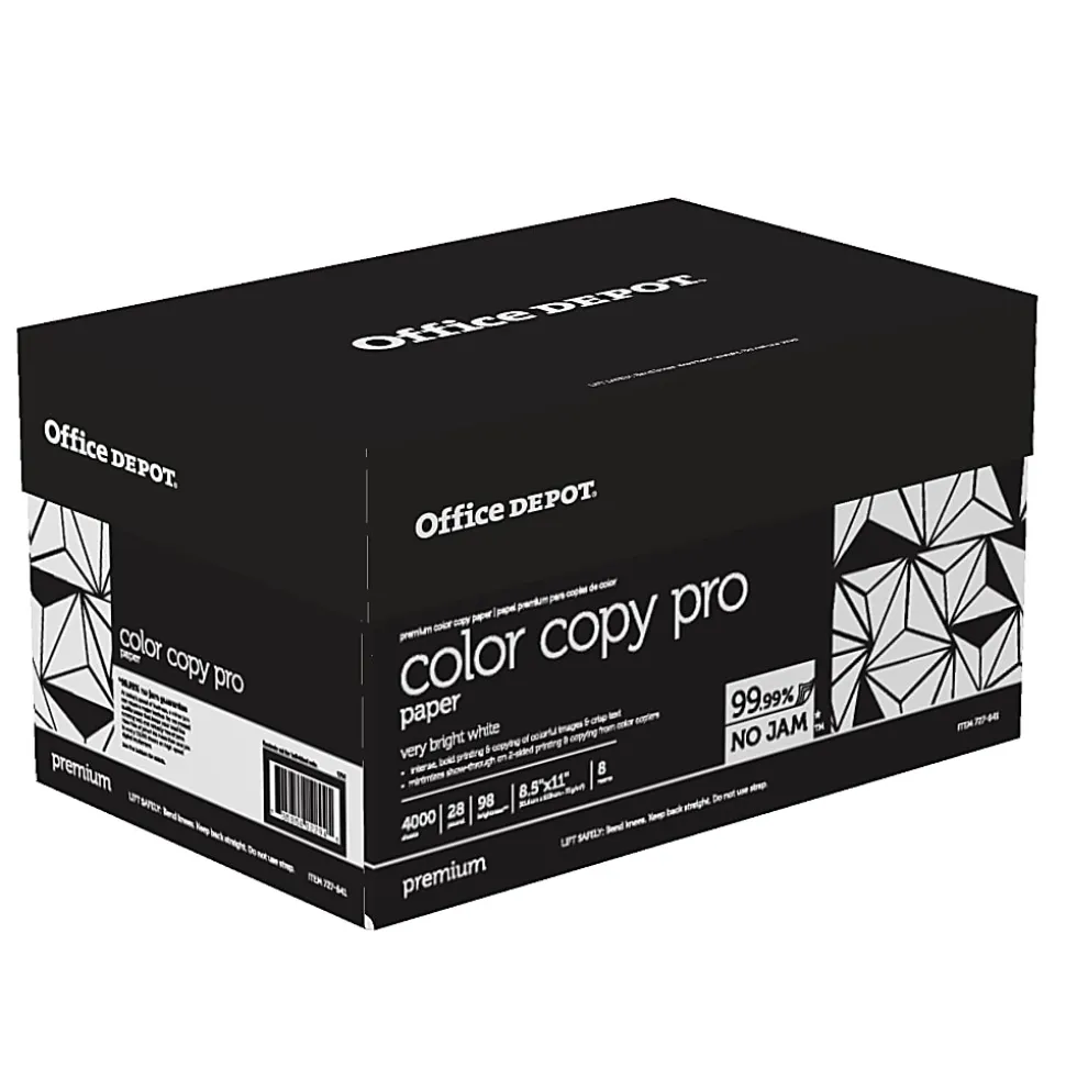 Office Depot® Color Copy Paper, 8 Reams, White, Letter (8.5" x 11"), 4000 Sheets Per Case, 28 Lb, 98 Brightness