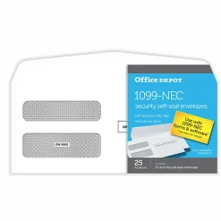 Office Depot® Double-Window Self-Seal Envelopes For 1099-NEC 3-Up Tax Forms, 8-3/8