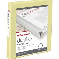 Office DepotĀ® Durable View Binder, 1" Round Rings (175 Sheet Capacity), Yellow, 1 Binder