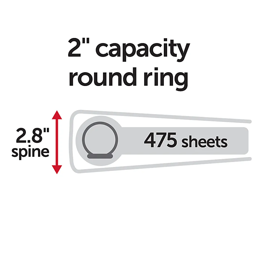 Office Depot® Durable View Binder, 2" Round Rings (375 Sheet Capacity), Yellow, 1 Binder