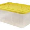 Office Depot® GreenMade® Professional Storage Totes, 23 Gallon, Clear/Yellow, Pack Of 4 Totes