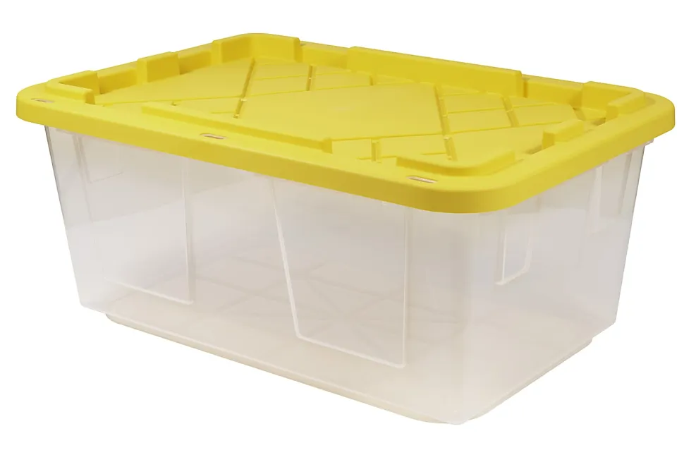 Office Depot® GreenMade® Professional Storage Totes, 23 Gallon, Clear/Yellow, Pack Of 4 Totes