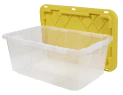 Office Depot® GreenMade® Professional Storage Totes, 23 Gallon, Clear/Yellow, Pack Of 4 Totes