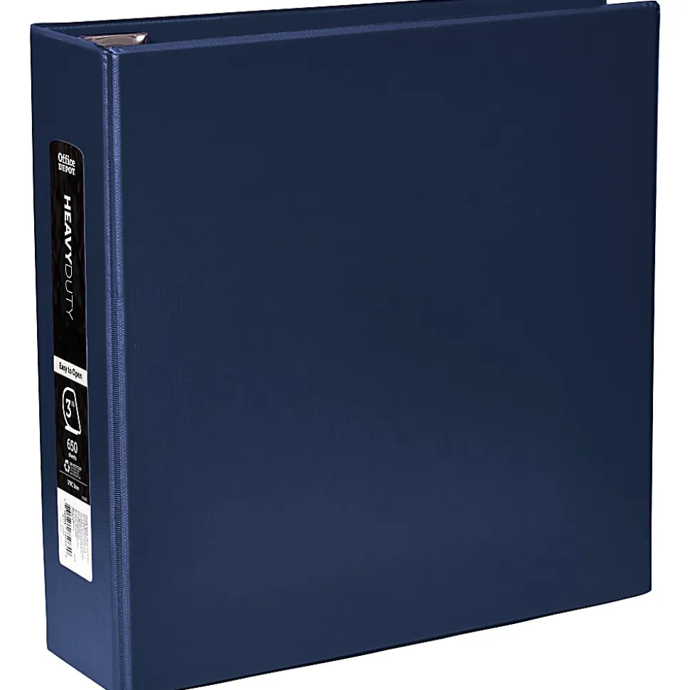 Office Depot® Heavy-Duty 3-Ring Binder, 3" D-Rings, Navy