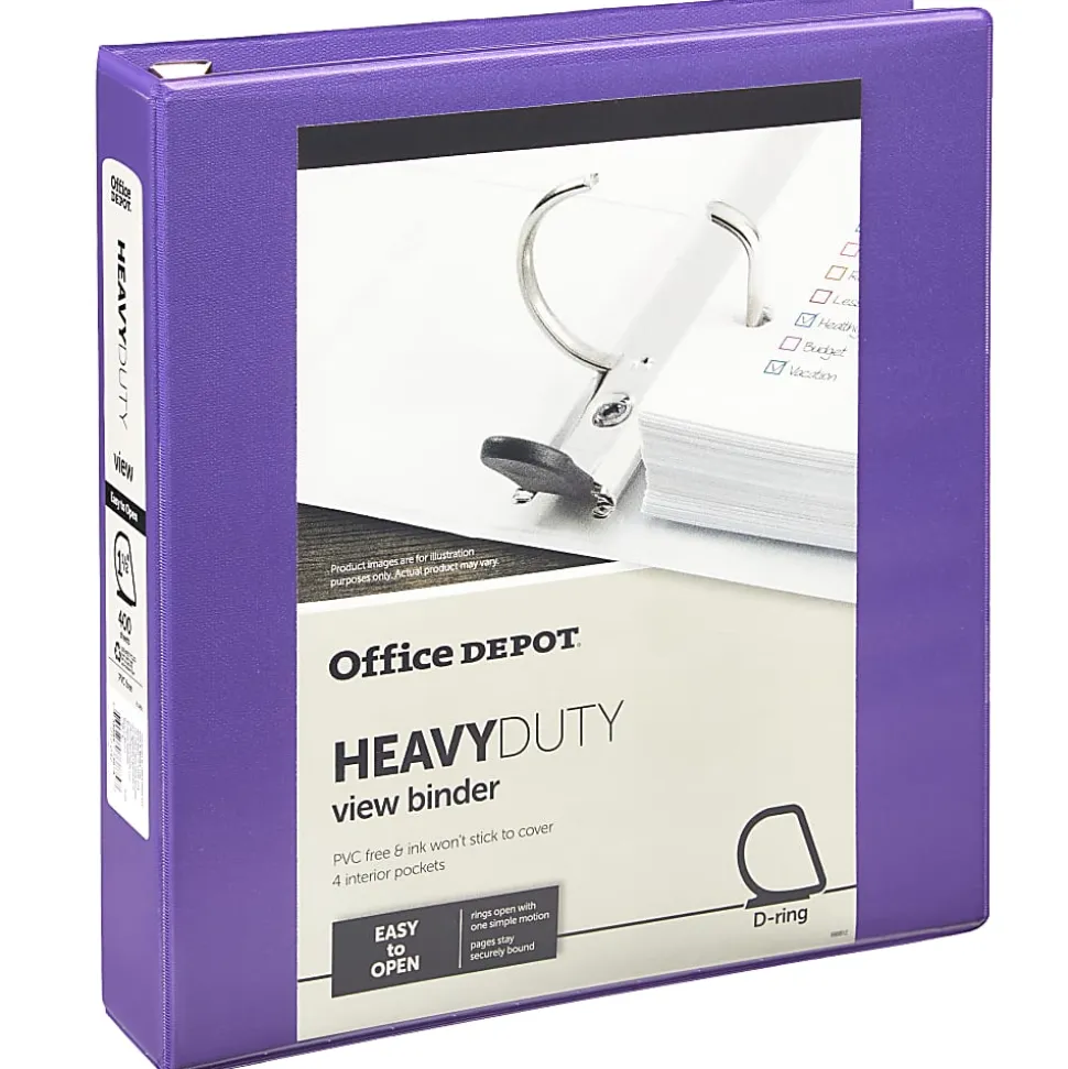 Office Depot® Heavy-Duty View 3-Ring Binder, 1 1/2" D-Rings, Army Green
