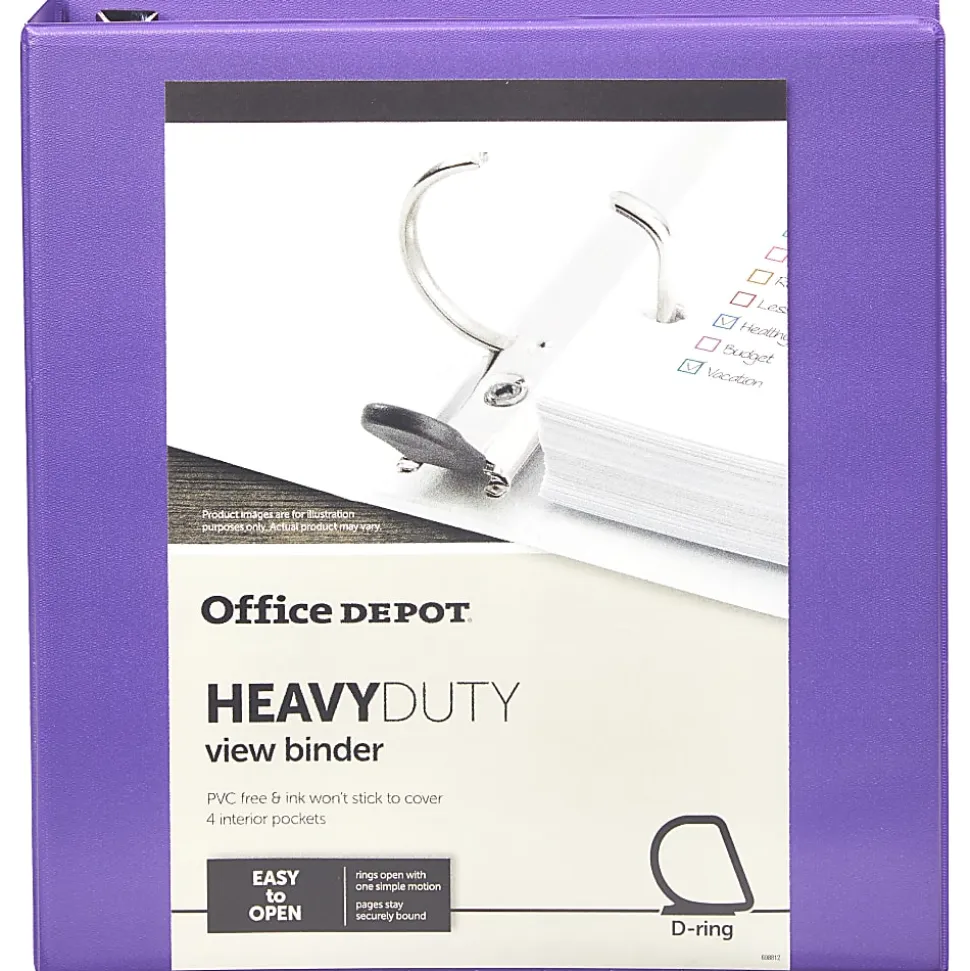 Office Depot® Heavy-Duty View 3-Ring Binder, 1 1/2" D-Rings, Army Green