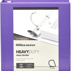Office DepotĀ® Heavy-Duty View 3-Ring Binder, 2" D-Rings, Purple